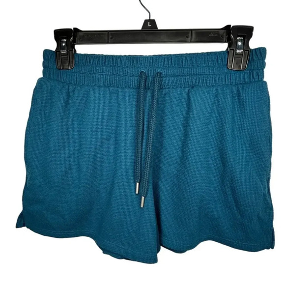 Victoria's Secret VS Sleep Shorts Size XS Teal Blue Loose Waffle Drawstring - Picture 1 of 6